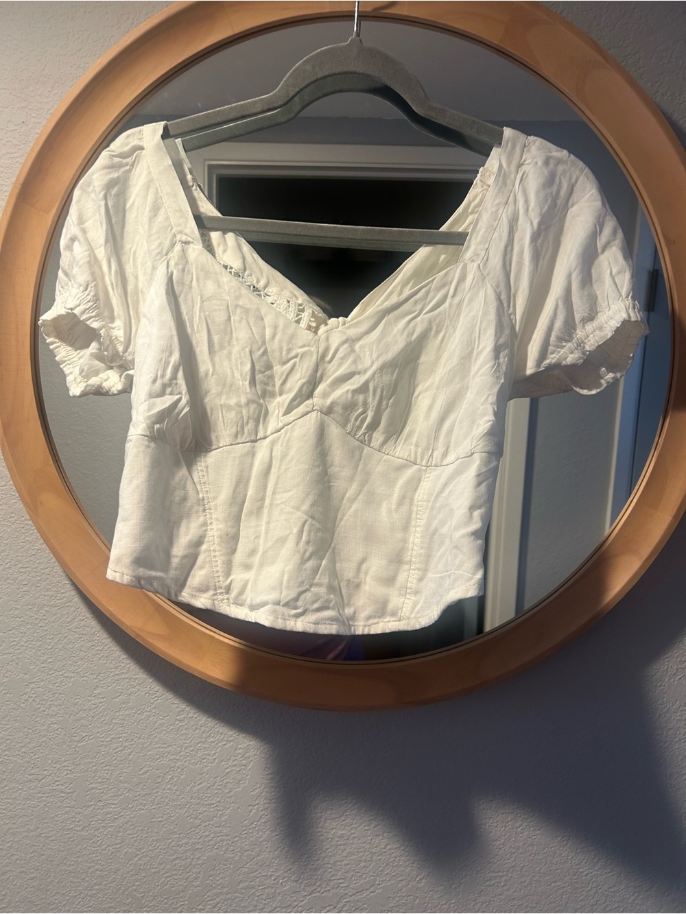 Hollister White Lace-Back Cropped Blouse